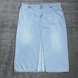 Old Navy Skirt Women's 22 Blue Denim Column Slit Maria Light‎ Wash Modest Mom